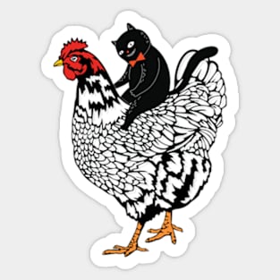 Tuxedo Cat on a Chicken Sticker